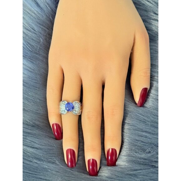 925 Blue/White Cz Ring - Picture 10 of 11